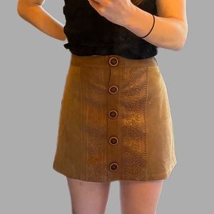 Boutique brown suede mini flared skirt